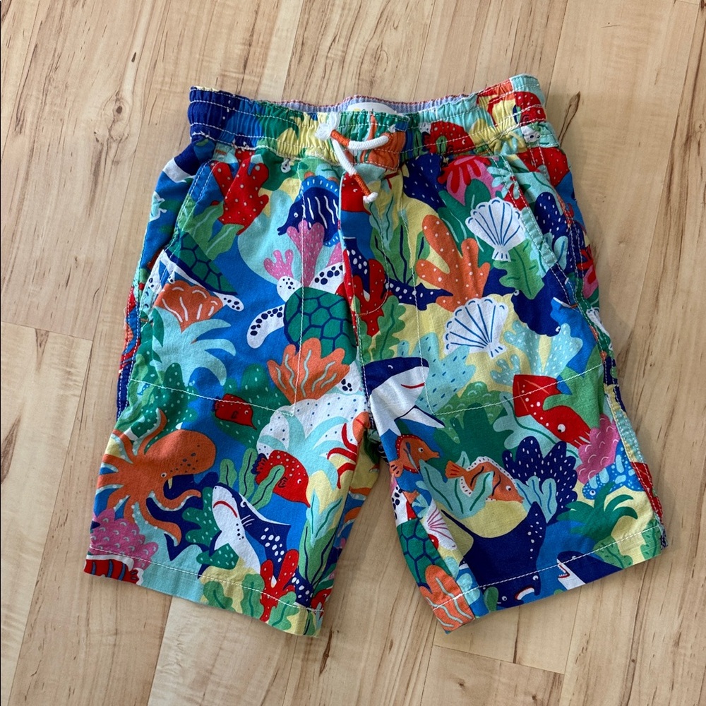 Mini Boden Bright Multicolor Sea Life Swim Shorts